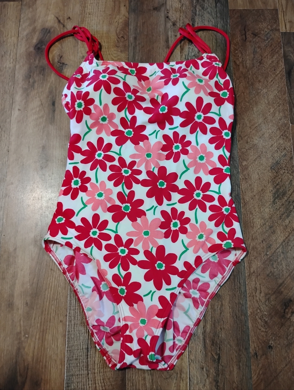Baltex Floral Red & Pink One-Piece Swimsuit Women's Size: 14